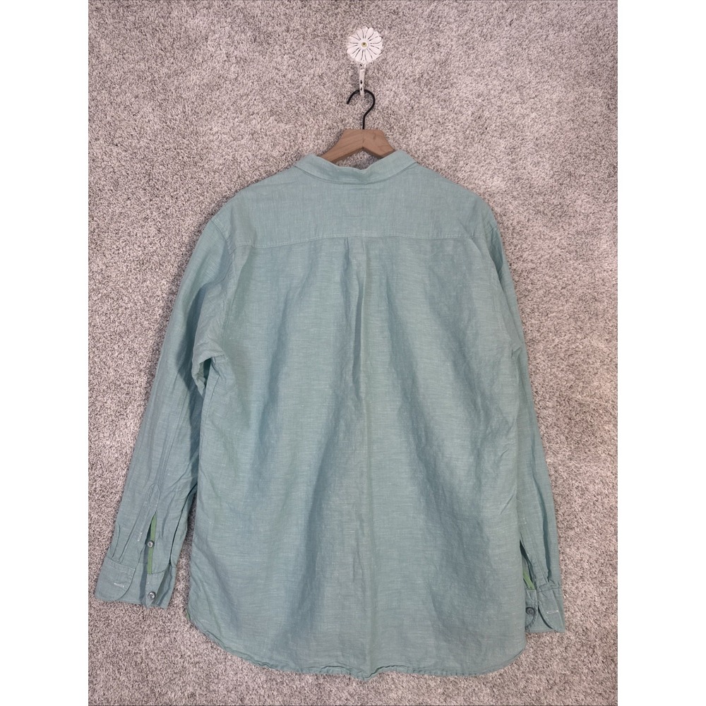 Tommy Bahama Mens XL‎ Teal Linen Blend Button Up Light Weight Long Sleeve - Picture 5 of 9